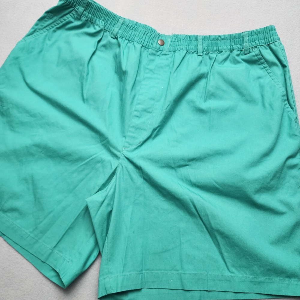 Haband Casual Joe Mens Teal Green Elastic Waist Cotton Blend Shorts Size 46